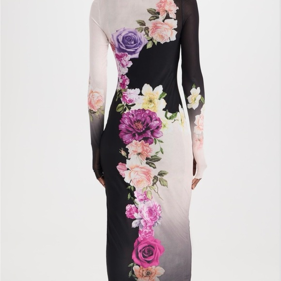 AFRM Shailene Floral Mesh Turtleneck Midi Dress Long Sleeve Size M NWT - Picture 14 of 16